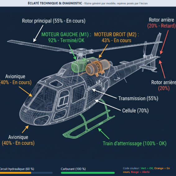 Tableau de bord TracingNav : éclaté technique et diagnostic d'un hélicoptère